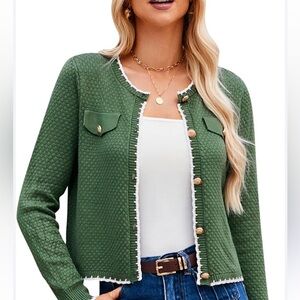 Grace Karin Green Button Down Cardigan